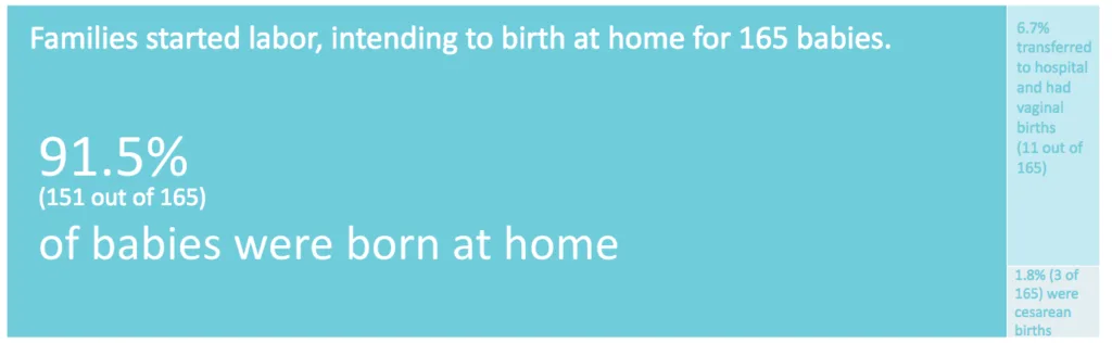 Highlights of Twin Cities Midwifery's Stats through 2017 Screen Shot