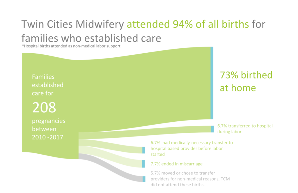 Highlights of Twin Cities Midwifery's Stats through 2017 Screen Shot